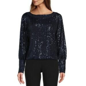 NWT Trina Turk Long Sleeve Sequin Dolman Top Size Small